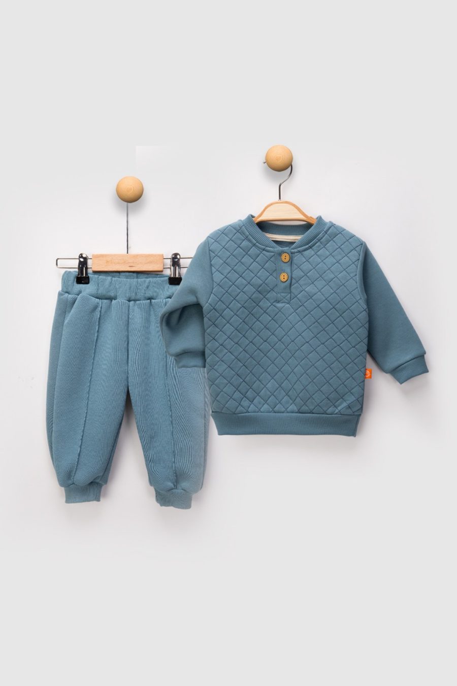 2478 blue Baby Boys Two Piece Criss Cross Stitch Tracksuit (9-24M)