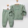 2482 green Baby Girls Two Piece Frilly "Smile" Tracksuit (6-24M)