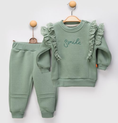 Baby Girls Two Piece Frilly "Smile" Tracksuit (6-24M)