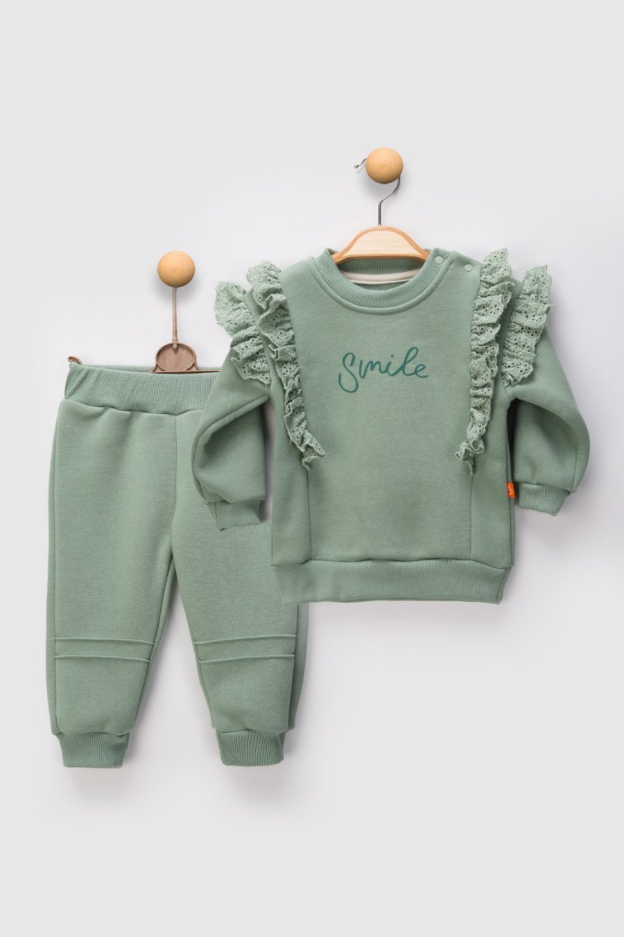2482 green Baby Girls Two Piece Frilly "Smile" Tracksuit (6-24M)