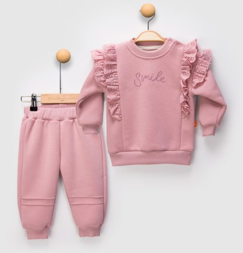 Baby Girls Two Piece Frilly "Smile" Tracksuit (6-24M)