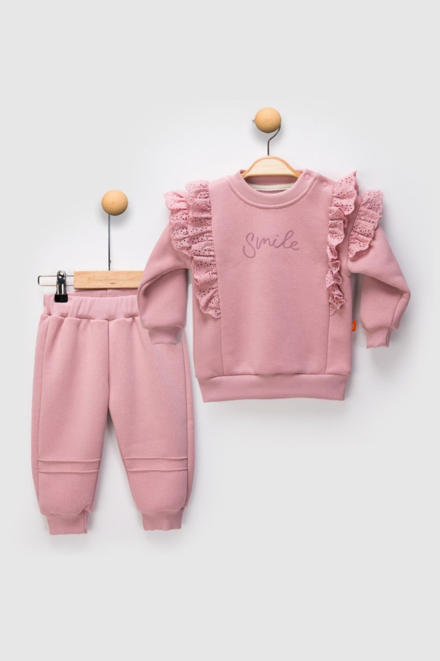 2482 plum Baby Girls Two Piece Frilly "Smile" Tracksuit (6-24M)
