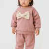 2486 plum Baby Girls Two Piece Bow Tracksuit (6-24M)