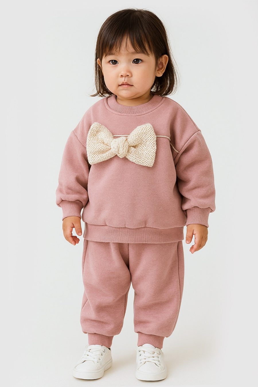2486 plum Baby Girls Two Piece Bow Tracksuit (6-24M)
