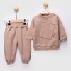 2497 beige Baby Boys Two Piece Centre Pocket Tracksuit (9-24M)
