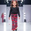 516 black Girls Two Piece Velvet Bow Embossed Top & Tartan Trousers Set (4-14Y)