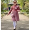 856 pink Girls Velvet Bow Sequin Dress with Purse (4-14Y)
