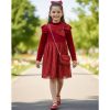 856 red Girls Velvet Bow Sequin Dress with Purse (4-14Y)