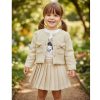 9022 beige Baby Girls Three Jacquard Glitter Embossed Bow Skirt Set (1-3Y)