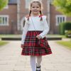 921 white Girls Full Sleeve Velvet Tartan Dress with Purse (4-14Y)