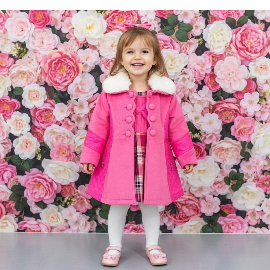 IMG 20251003 WA0231 Girls Two Piece Cross Stitch Woolly Coat & Dress Set (2-6Y)