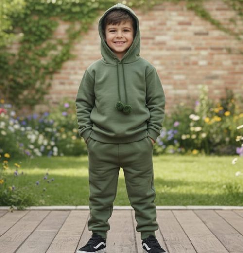 Boys Two Piece Pom Pom Hooded Tracksuit (2-5Y)