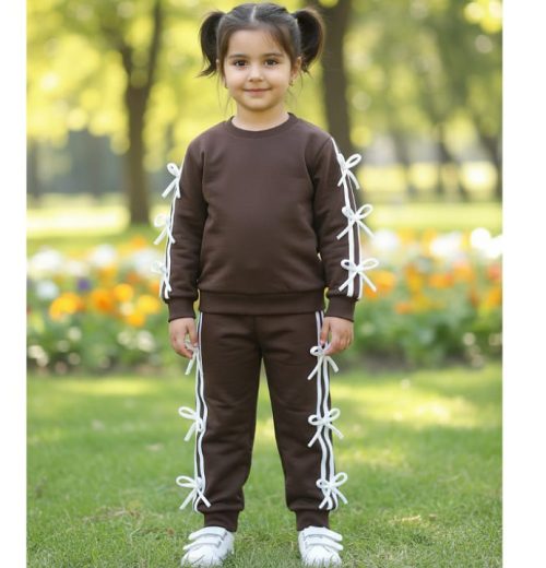 Girls Two Piece Multi Bow Trim Co-Ord Set with Purse (4-14Y)