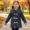 black coat Girls Glitter Embossed Toggle Coat (2-12Y)
