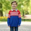 burberry blue Boys Knitted Stripe Panel Collar Jumper (3-12Y)