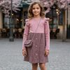 glitter pink Girls Full Sleeve Glitter Stitching Woolly Dress with Purse (4-14Y)
