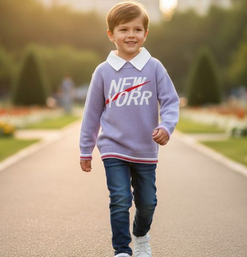 Boys Knitted Collar Jumper  (3-12Y)