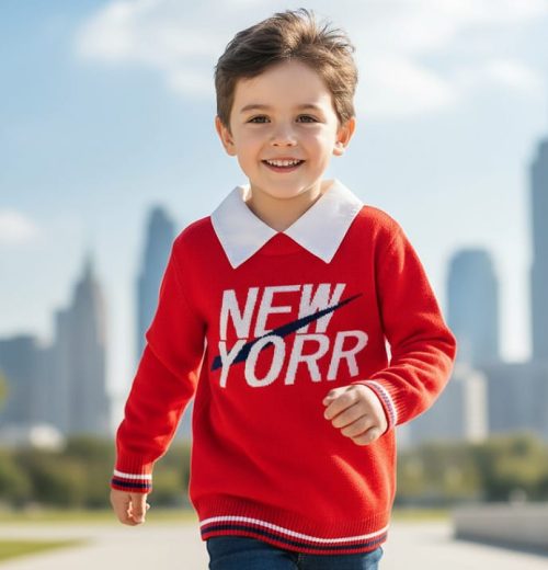 Boys Knitted Collar Jumper  (3-12Y)