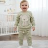 panda green Baby Boys Two Piece Panda Stitching Tracksuit (6-24M)