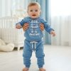 teddy t blue Baby Boys Two Piece Check Teddy Tracksuit (6-24M)