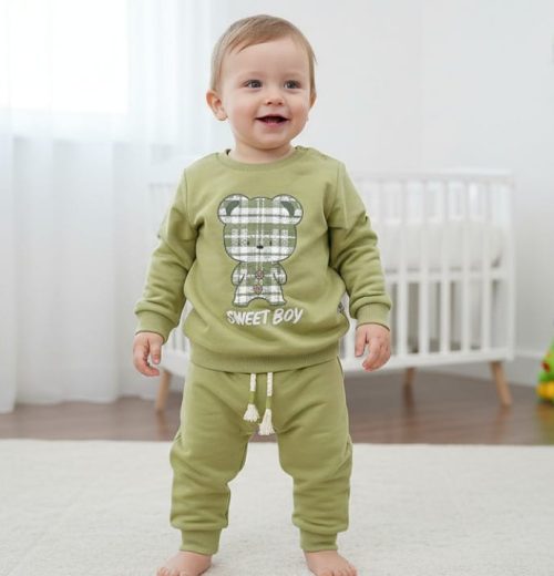 Baby Boys Two Piece Check Teddy Tracksuit (6-24M)