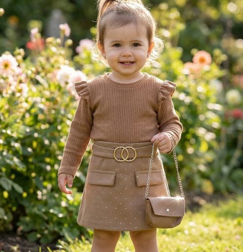 Baby Girls Full Sleeve Woolly Diamante Dress with Purse (6-36M)