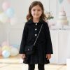 276 black Girls Double Bow Full Diamante Woolly Coat with Purse (4-14Y)