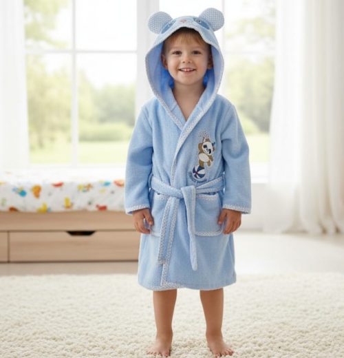 Boys Teddy Bear Hooded Bath Gown (1-4Y)