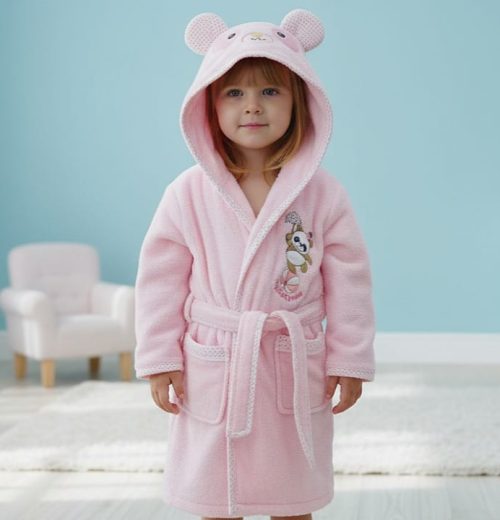 Girls Teddy Bear Hooded Bath Gown (1-4Y)