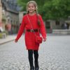 belt red Girls Knitted Cable Knit Full Sleeve Dress with Belt & Purse (4-14Y)