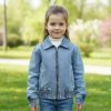 blue denim Girls Elasticated Zip Denim Jacket (5-13Y)
