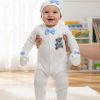 d teddy Baby Boys Diamante Teddy All in One Baby Grow with Hat & Mittens (3-9M)
