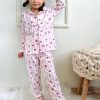 heart pyjamas Girls Striped Heart Print Buttoned Pyjamas (4-12Y)