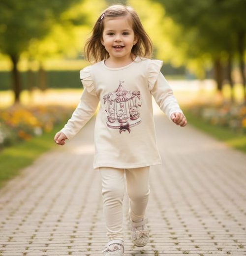 Girls Diamante Teddy Carousel Legging Set (1-8Y)