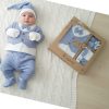 mini blue Baby Boys Five Piece Polka Dot Teddy Embossed Boxed Gift Set