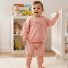 petal pink2 Baby Girls Petal Flower Frilly Trim Lounge Wear Set (9-24M)