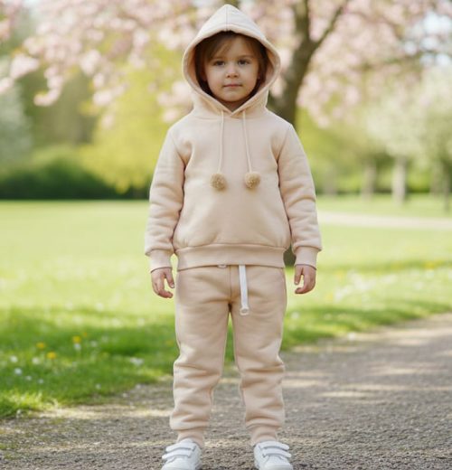 Girls Two Piece Hooded Pom Pom Tracksuit (2-5Y)