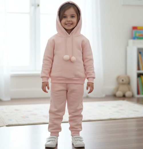Girls Two Piece Hooded Pom Pom Tracksuit (2-5Y)
