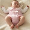 rom1 Baby Girls Two Piece Romper Set with Lace and Bows (0-6M)