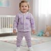 sparkle lilac Baby Girls Two Piece Heart Print Sparkle Tracksuit (6-24M)