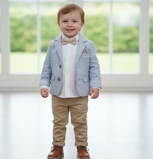 Boys Four Piece Shirt, Chinos & Jacket Set with Bow Tie (2-5Y)