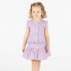 1188 lilac Girls Two Piece Embroidered Bow Top & Shorts Set (2-5Y)