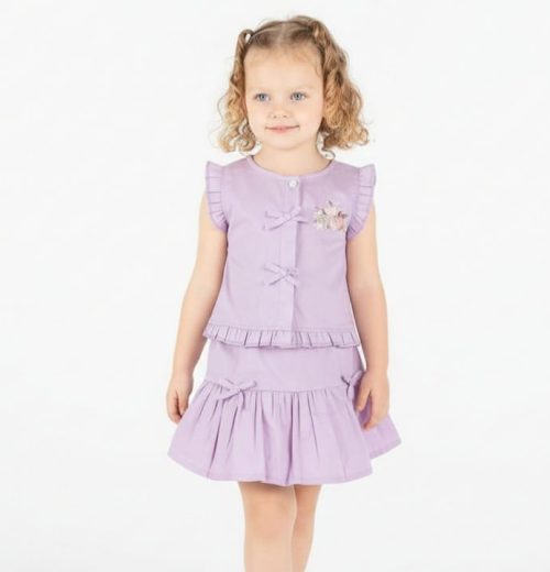 Girls Two Piece Embroidered Bow Top & Shorts Set (2-5Y)