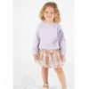 1205 lilac Girls Two Piece Butterfly Floral Embroidered Top & Skirt Set (2-5Y)