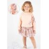 1205 pink Girls Two Piece Butterfly Floral Embroidered Top & Skirt Set (2-5Y)