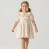 5845.1 Girls Floral Print Frilly Collar Double Bow Cotton Dress (5-8Y)