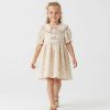 5845.2 Girls Floral Print Frilly Collar Double Bow Cotton Dress (5-8Y)