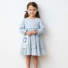 5959 blue Girls Crochet Patchwork Chiffon Dress with Purse (2-5Y)