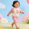 7125 fuschia Baby Girls Two Piece Flower Embossed Tracksuit (9-24M)