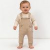 7126 beige Baby Boys Two Piece "LITTLE ME" Pocket Dungarees Set (9-24M)